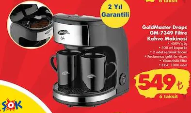 GOLDMASTER DROPS GM-7349 FİLTRE KAHVE MAKİNESİ